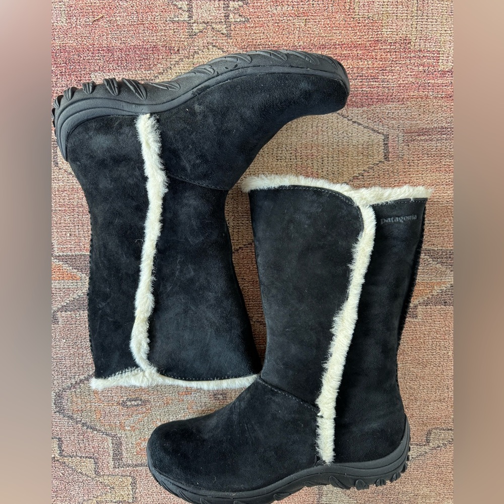 Patagonia Lugano Black Suede Shearling-Lined Winter Boots | Women’s UGG vibes